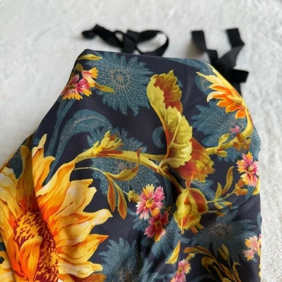 Sandro Matti Floral Orange Silk Sleeveless Shirt Midi Dress FR 34 US S (2-4) - Picture 7 of 10